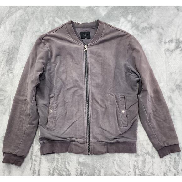 Rails Bedford Vintage Bomber Sweatshirt Jacket Size L Full Zip Washed Black - Picture 1 of 11